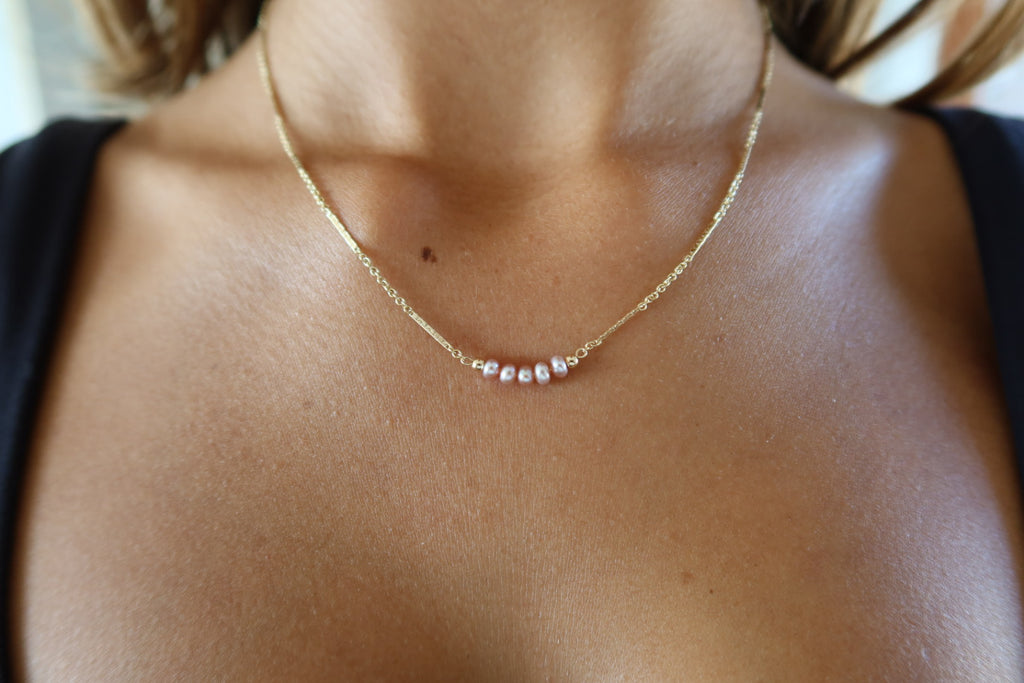 Pink pearls necklace