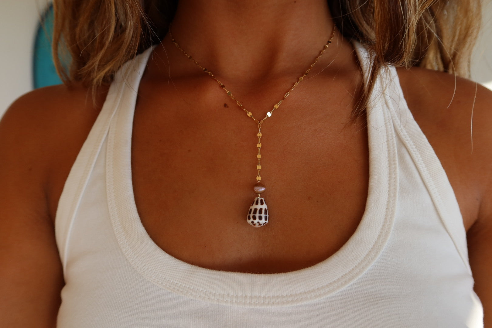 Hebrew shell dropping necklace