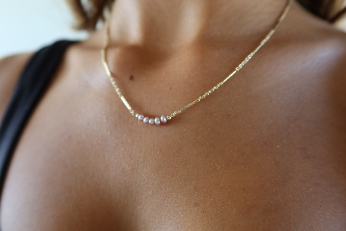 Pink pearls necklace