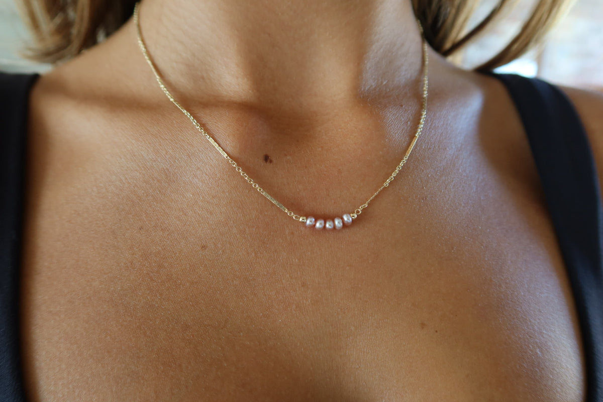 Pink pearls necklace