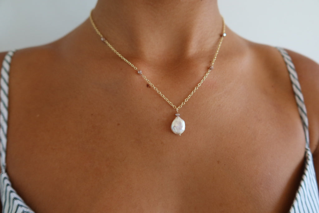 Beaded pearl necklace