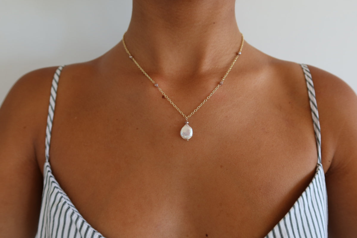 Beaded pearl necklace