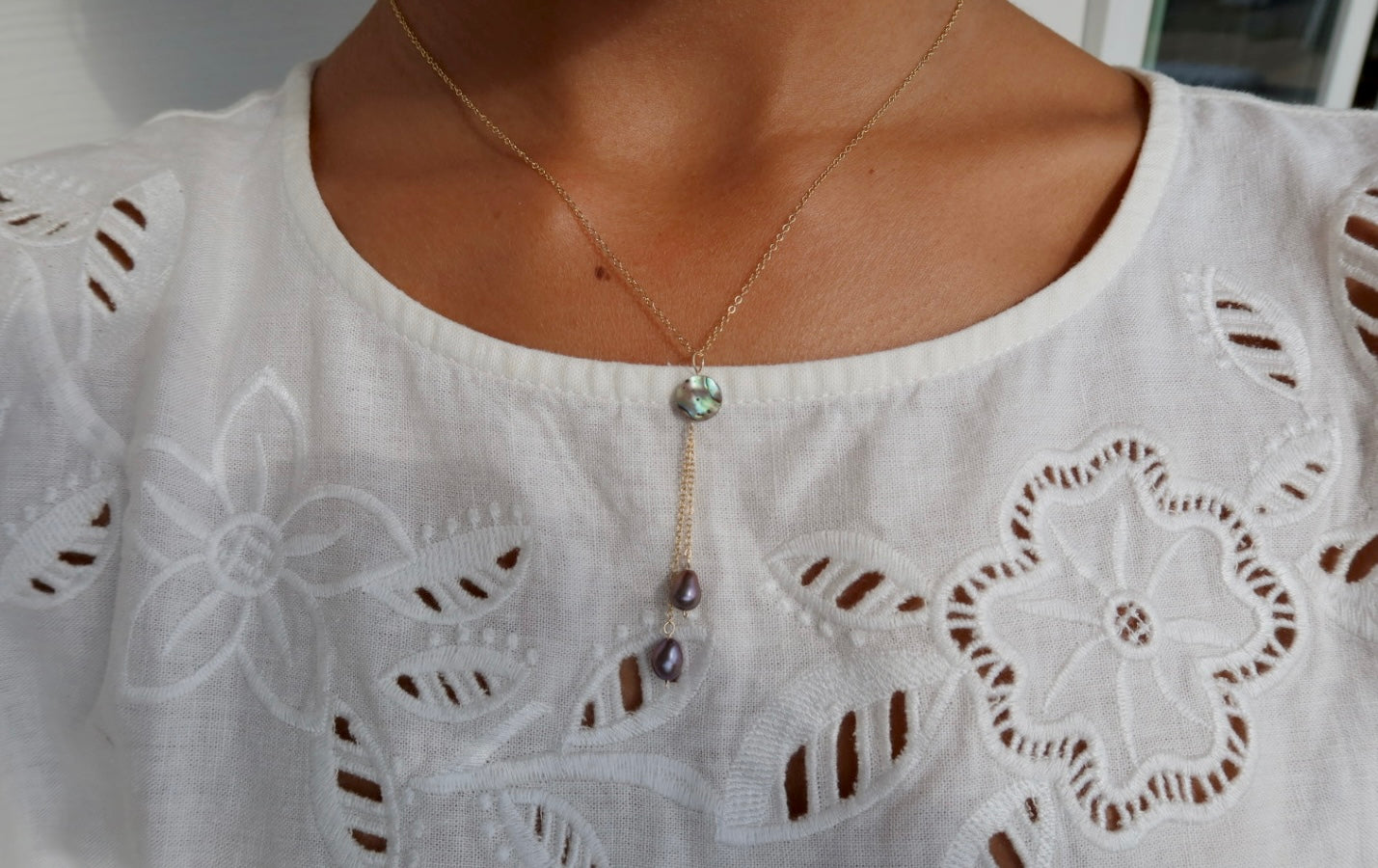 abalone 14k gold filled necklace