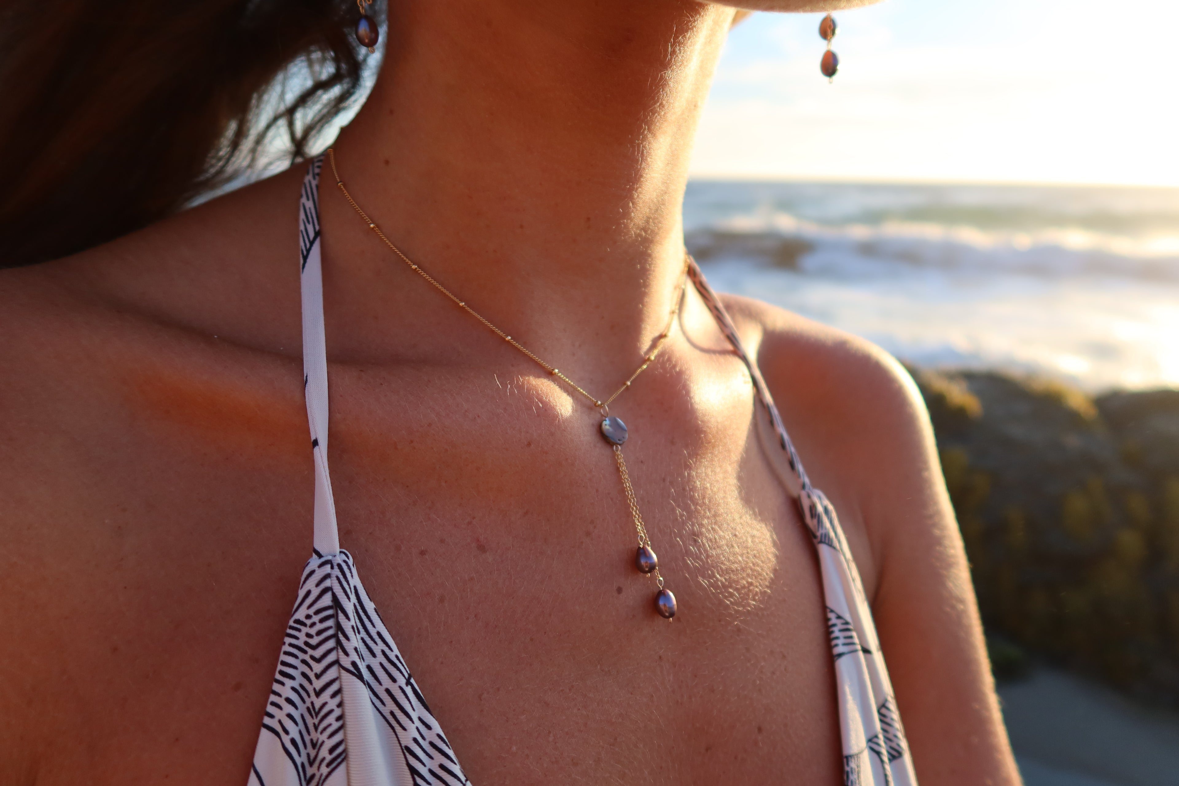 abalone 14k gold filled necklace