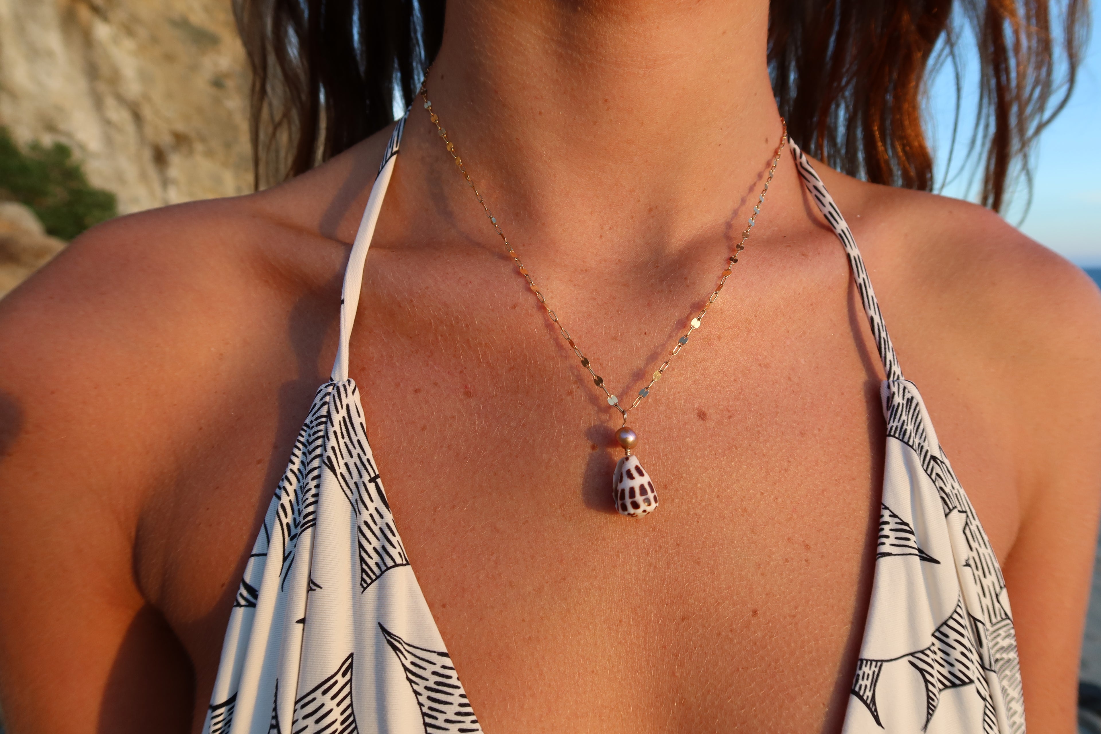 hebrew cone shell pendant necklace